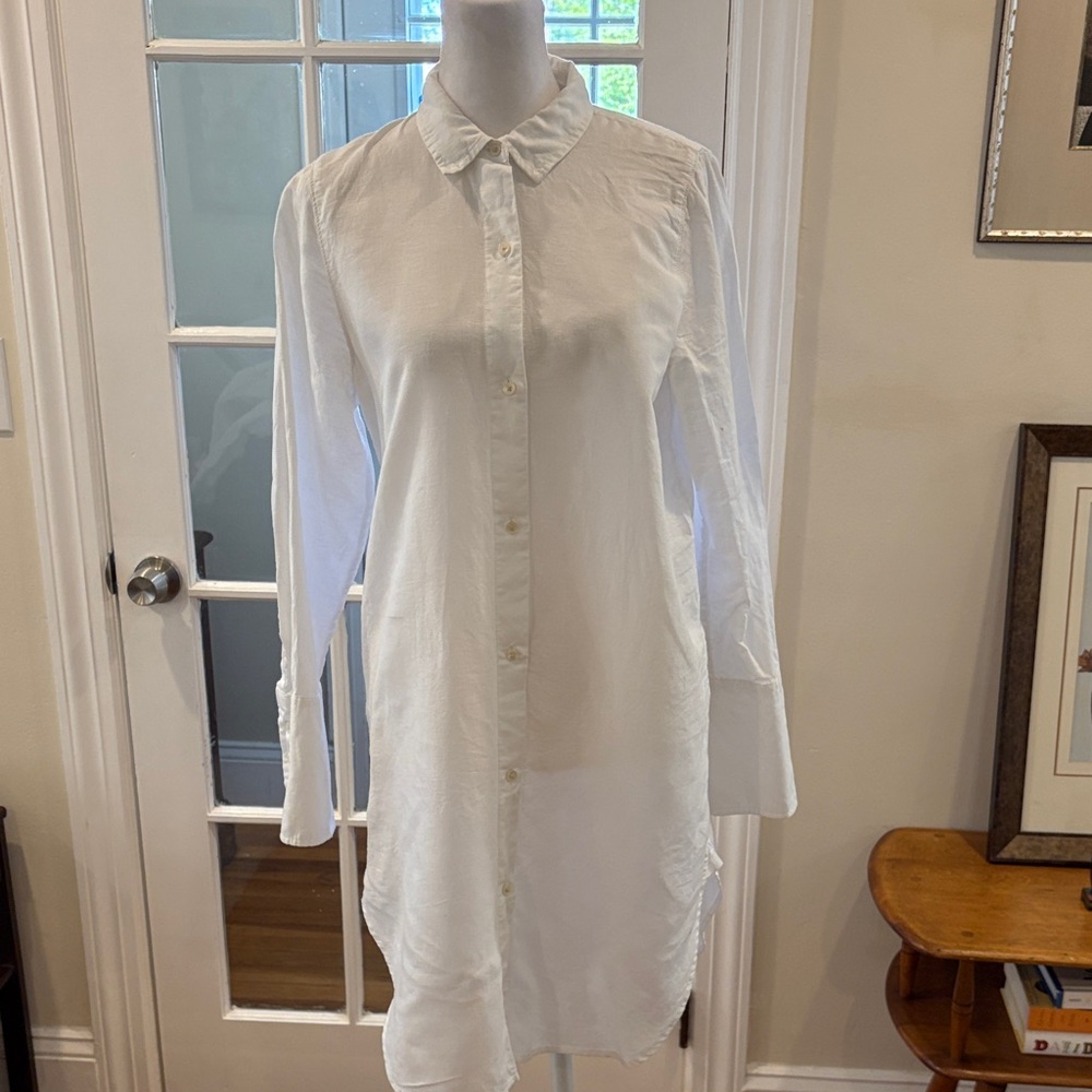 J. Crew Beachwear White Linen Blend Button-Front beach cover up tunic. Size XS